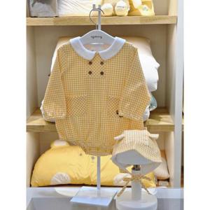 아가방 세이브존02 옐로우 체크 바디수트(모자) 02s527902