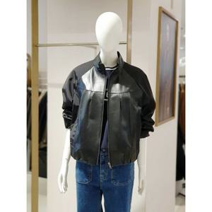 [에꼴드파리]MARIO우븐 배색 집업 가죽점퍼 84ZEB52LUDM84Z