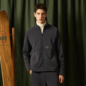 [르꼬끄공식] 유니 레귤러핏 파워스트레치 기모 본딩 트랙탑 QQ423EFTO2