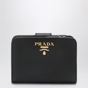프라다 블랙 사피아노 가죽 스냅 버튼 지갑 1ML018QWA F0002