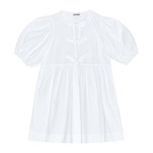 가니 퍼프 슬리브 보우 타이 미니 원피스 F9170 151