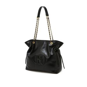 [헤지스]HIBA6E555BK_여성 시그니처 H 포인트 레더 드로우 숄더백 L