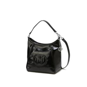 [헤지스] HIBA6E524BK_여성 블랙 로고배색 PU레더 토트백