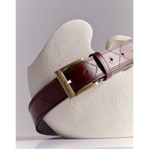 [헤지스]HJBE6E013W3_남성 브라운 로고 음각장식 소가죽 벨트