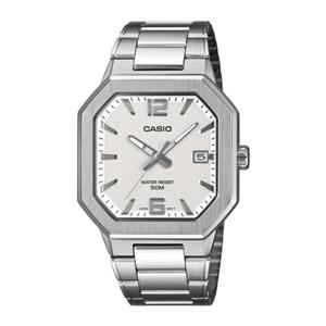 카시오 사각 스퀘어 스포티 화이트 남성 메탈 손목 시계 MTP-B195D-7AVDF