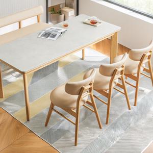 블랑쉬 양면 세라믹 포세린 4인용 1400 의자형 식탁세트 네추럴 월넛