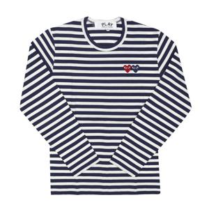 꼼데가르송 AX-T228-051 1 PLAY 플레이 더블 하트 와펜 스트라이프 공용 긴팔티