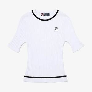 [휠라(프리미엄)]니트 사선 라운드 티셔츠 FS2RSG2371FWHI