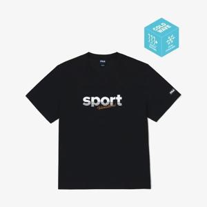 [휠라(프리미엄)]그래픽 프린트 절개 냉감 티셔츠 FS2RSG2191XBLK