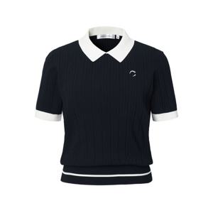 챌린저 여성 믹스 조직 배색 카라 반팔 니트 풀오버 네이비 CHE2WKT2623NY