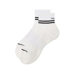 헤지스 골프 26SS 화이트 남성 스트라이프 로고 중목 양말 HUSS6E103OW