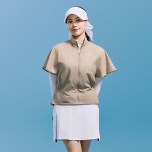 챌린저 여성 하이넥 케이프 반팔 허리 스트링 자켓 베이지 CHE2WJK2602BE