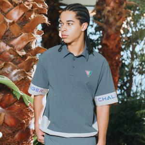 챌린저 컬러블록킹 용출사 남성 셔츠형 반팔 우븐탑 차콜 CHD2MWT0214CH