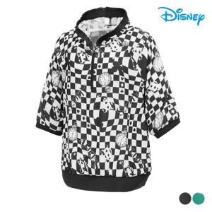 [디즈니골프]여성 오버핏 체크 반집업 반팔 후드 티셔츠 DO2LTSR38