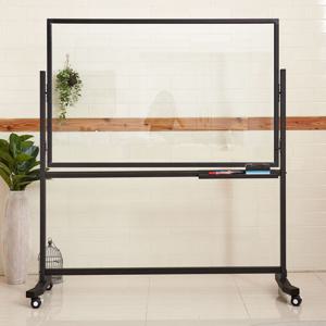 1800x900 휴그린 투명유리칠판이동식스탠드 블랙