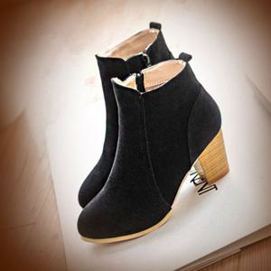 스웨이드 여성 미들힐 청키힐 옆지퍼 외출 구두 신발