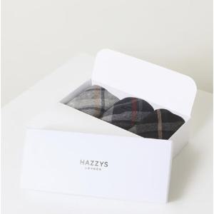 [헤지스] 블랙 체크 배색 중목 양말 3종 세트 [HJSS5E152WT]