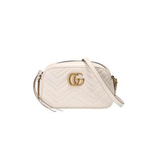 구찌 GG 마몽 마틀라세 스몰 체인 숄더백 화이트 447632-DTD1T-9022