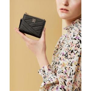 선물포장  (DCWA5E417BK) 블랙 칼라일 패턴 골드 DD 2단 탑지퍼 반지갑