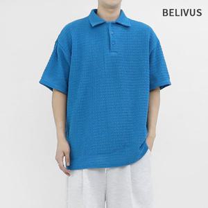 [빌리버스]빌리버스 남성 반팔 니트 여름 카라 그물니트 BVA022