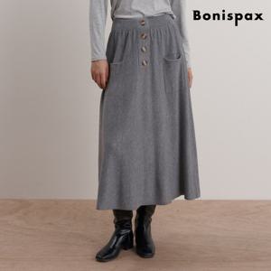 [보니스팍스(여성의류)]페이크 버튼 플레어 니트 스커트 (XP3WH004L0)