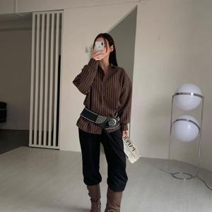 [다잇템]여성 빅사이즈 코튼 단가라 FW 셔츠