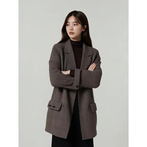 [예쎄][예쎄] 소프트 더블 체크 모직 하프코트(S4WCT021A)