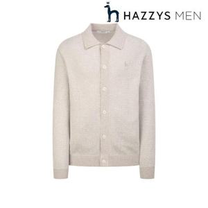 헤지스 남성 (HZSW6E203I2) 베이지 멀티 면혼방 카라 가디건
