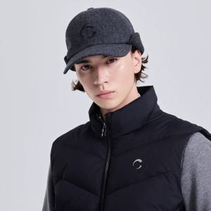 챌린저 남성 울터치 니트 믹스 이어 커프 골프 볼캡 차콜 CHE4MCP5481CH