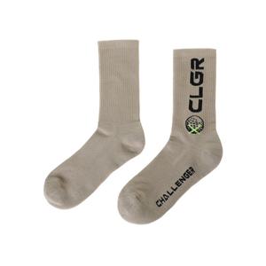 챌린저 CLGR 로고포인트 골조직 남녀공용 중목 양말 베이지 CHD1USO0296BE