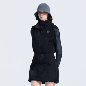 챌린저 여성 메쉬 셔링 포인트 하이넥 블루종 베스트 블랙 CHF1WVT6506BK