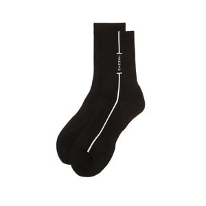 헤지스 골프 25SS 블랙 남성 라인배색 면혼방 장목양말 HUSS5E103BK