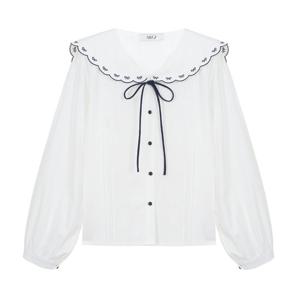 [에이비에프지]빅카라 포인트 큐티 긴팔 면 블라우스 APZ1ZB34C