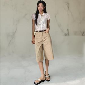 [다잇템]여자 H라인 하프 백라벨 면원단 면바지