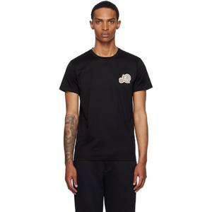 25 FW 몽클레어 남성 블랙 더블 로고 패치 코튼 티셔츠 252111M213065