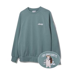 [지프]JP1TSU842 지프 아플리케 캠프곰 맨투맨 2024년 민트 티셔