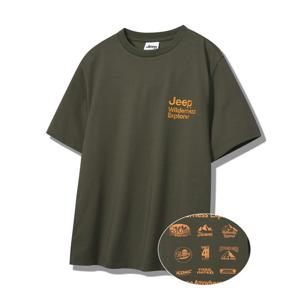 [지프]JP2TSU101 네온컬러 프린트 2024년 카키 티셔츠_SC