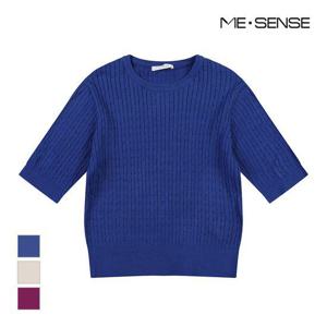 [미센스]MARIO슬림 꽈배기 패턴 반팔 니트_MB3YKNM304Z