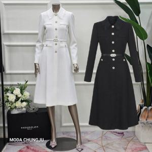 [미니멈]MD 자수 카라넥  A라인 원피스 MD MXDAWO9130 MD_CJ