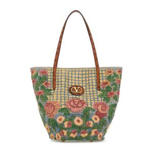 발렌티노 자수 라피아 플로럴 쇼퍼 백 7W2B0S08ZWA B9X