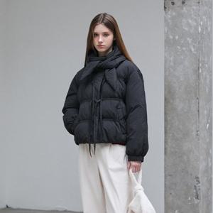 플라스틱아일랜드  (PR4PZ065) 하이넥 리본 패딩 점퍼