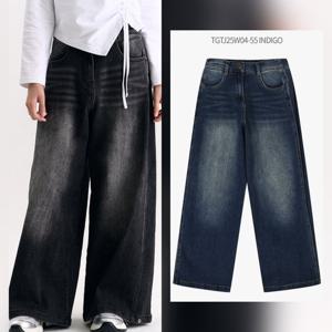 [더데이걸]옆 절개 와이드 뒤 밴딩 데님TGTJ25W04