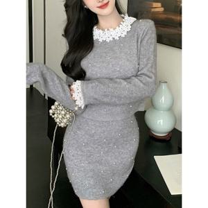 [예쎄][예쎄] (2종SET)진주 레이스 니트+스커트(S4WSE021A)