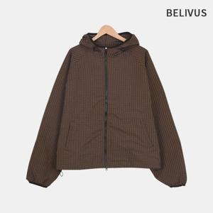 빌리버스 남자 시어서커 엠보 체크 오버핏 후드 바람막이 집업 BWY014