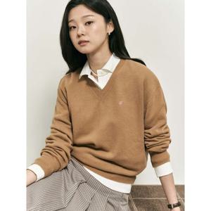 [빈폴레이디스] [B. my] 캐시미어 혼방 루즈핏 브이넥 니트  옐로이시 브라운 (BF5X51N01B)