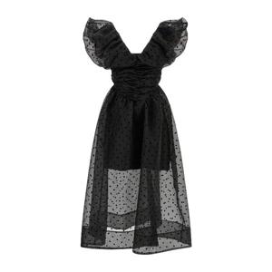 가니 블랙 오간자 루시드 브이넥 미디 원피스 A1030107 099