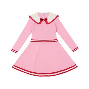 프렌치캣8 핑크 레드 스트라이프 니트 원피스 (Q51DAW041P1)