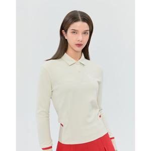 헤지스 골프 여성 26SS 베이지 여성 긴팔 카라 블루종 티셔츠 HWTS6A212I1