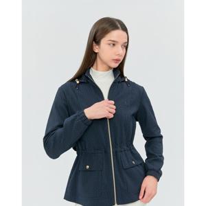 헤지스 골프 여성 26SS 네이비 여성 중힙기장 체크 패턴 후드 점퍼 HWJU6A212N3