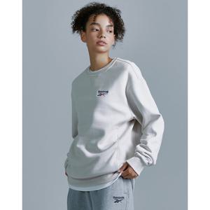 리복 24FW 투톤 로고 기모 맨투맨 - 아이보리 RETS4FM40I4